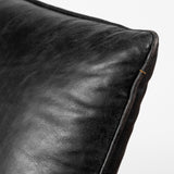 Mercana Flavelle II Black Leather Cushion Seat and Solid Iron Base Accent Chair