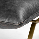 Mercana Flavelle II Black Leather Cushion Seat and Solid Iron Base Accent Chair