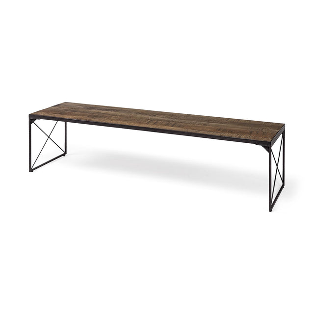 Mercana Trestman III 66L x 18W Brown Wood Top W/Black Iron Base Accent Bench