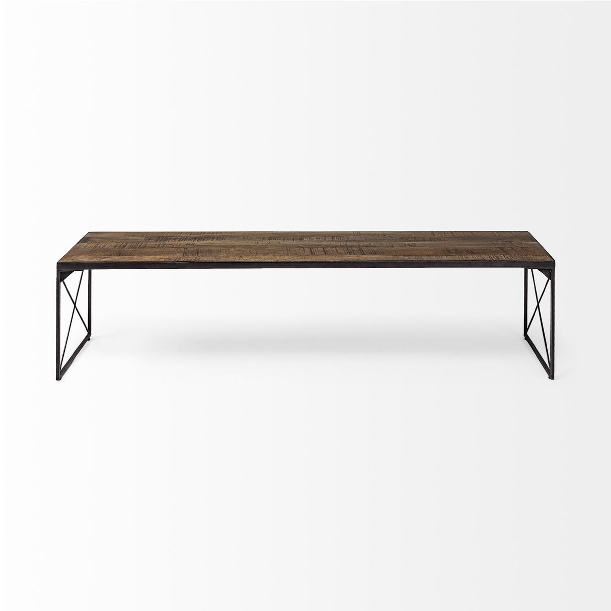 Mercana Trestman III 66L x 18W Brown Wood Top W/Black Iron Base Accent Bench