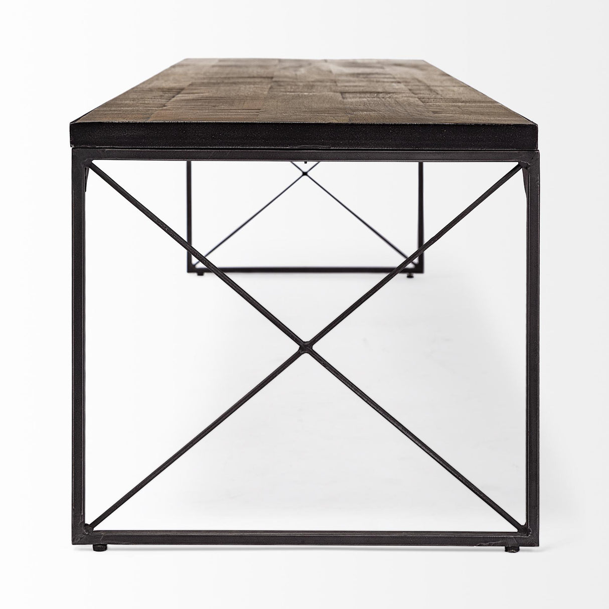 Mercana Trestman III 66L x 18W Brown Wood Top W/Black Iron Base Accent Bench