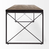 Mercana Trestman III 66L x 18W Brown Wood Top W/Black Iron Base Accent Bench