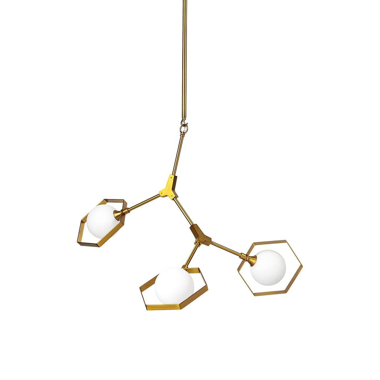 Mercana Desousa II (33.9"L x 8.8"W x 28"H) Brass-Toned Metal Multi-Arm Three Light Chandelier