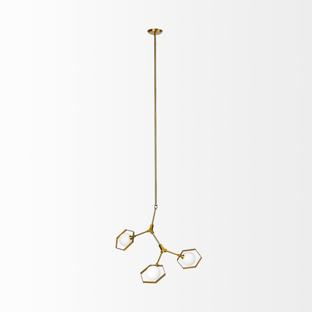 Mercana Desousa II (33.9"L x 8.8"W x 28"H) Brass-Toned Metal Multi-Arm Three Light Chandelier