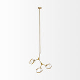 Mercana Desousa II (33.9"L x 8.8"W x 28"H) Brass-Toned Metal Multi-Arm Three Light Chandelier
