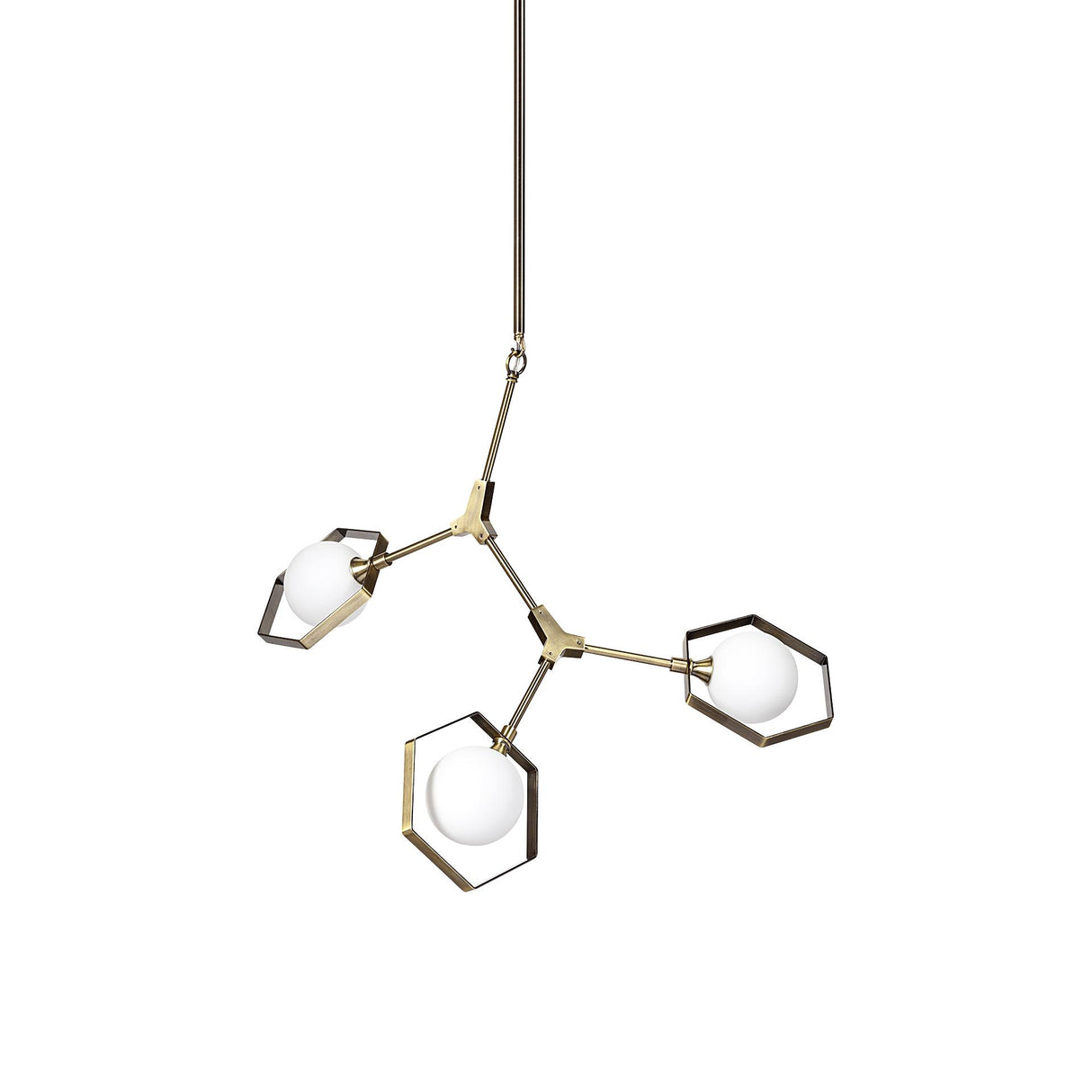 Mercana Desousa II (33.9"L x 8.8"W x 28"H) Champagne Metal Multi-Arm Three Light Chandelier
