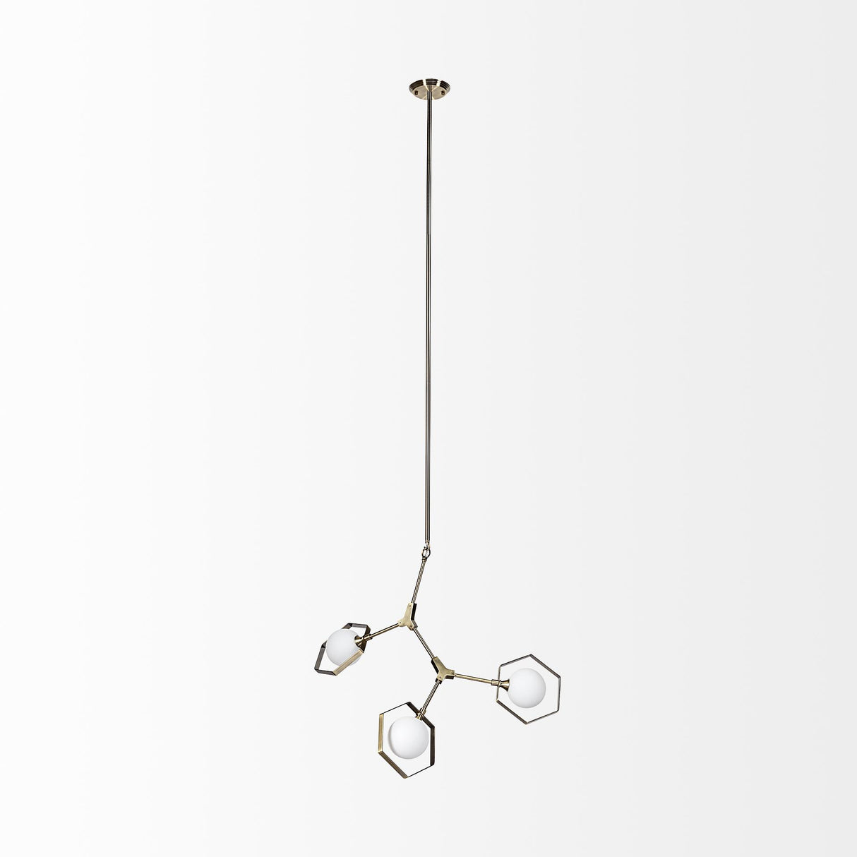 Mercana Desousa II (33.9"L x 8.8"W x 28"H) Champagne Metal Multi-Arm Three Light Chandelier