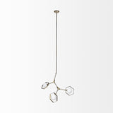 Mercana Desousa II (33.9"L x 8.8"W x 28"H) Champagne Metal Multi-Arm Three Light Chandelier