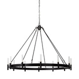 Mercana Decamp I (47.2"x36.2") Black Metal Chassis Glass Tube Twelve Light Chandelier