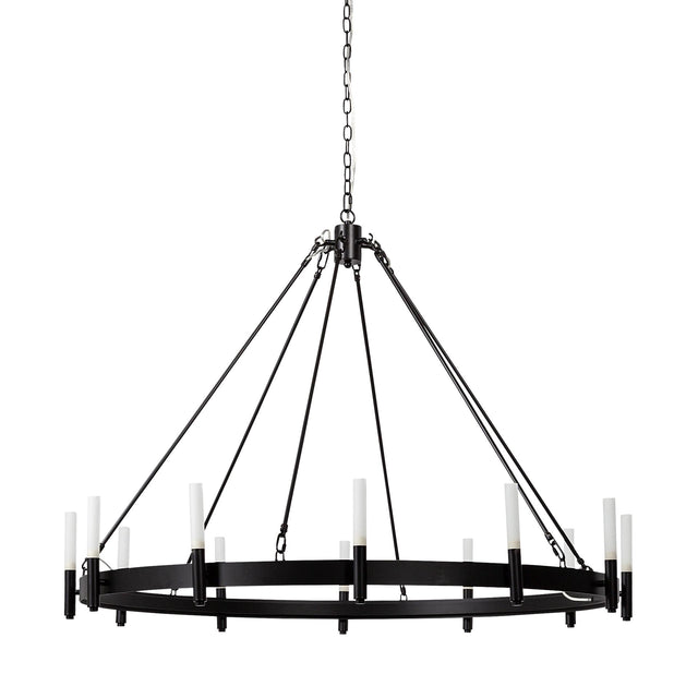 Mercana Decamp I (47.2"x36.2") Black Metal Chassis Glass Tube Twelve Light Chandelier