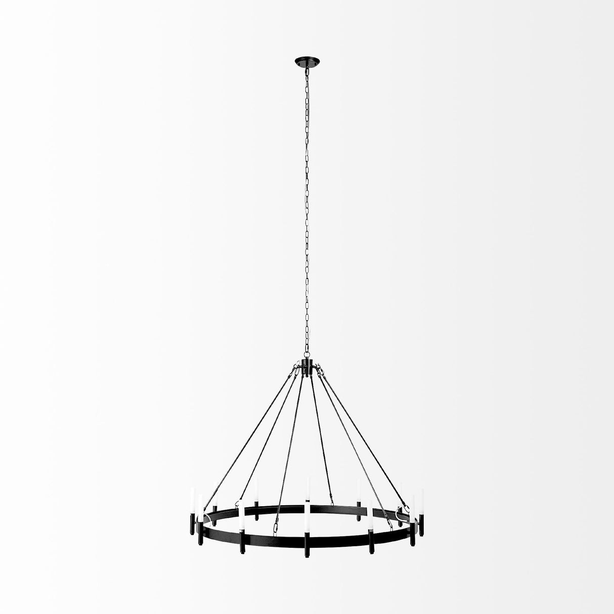 Mercana Decamp I (47.2"x36.2") Black Metal Chassis Glass Tube Twelve Light Chandelier