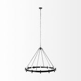 Mercana Decamp I (47.2"x36.2") Black Metal Chassis Glass Tube Twelve Light Chandelier