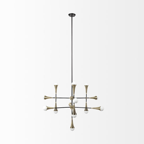 Mercana Decarlo II (43" x 41") Black/Gold Metal Multi-Arm Thirteen Light Chandelier