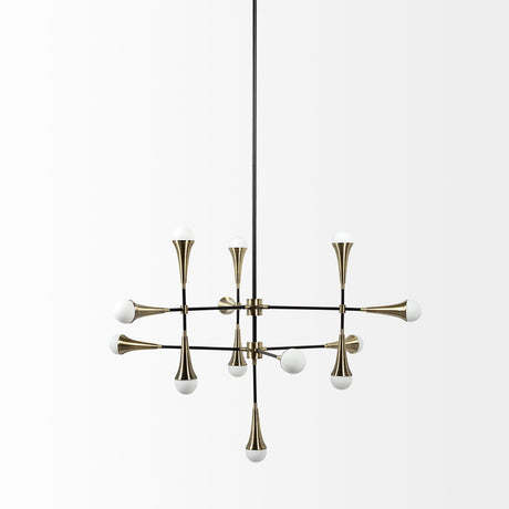Mercana Decarlo II (43" x 41") Black/Gold Metal Multi-Arm Thirteen Light Chandelier