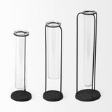 Mercana Beeker Set Of Three Black Metal Test Tube Style Vases