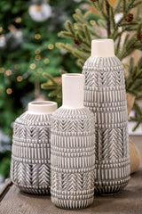 Mercana Riker III Large Dark Gray Cream Ceramic Vase