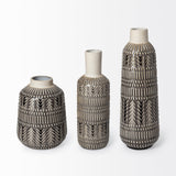 Mercana Riker III Large Dark Gray Cream Ceramic Vase
