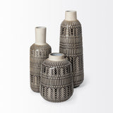 Mercana Riker III Large Dark Gray Cream Ceramic Vase