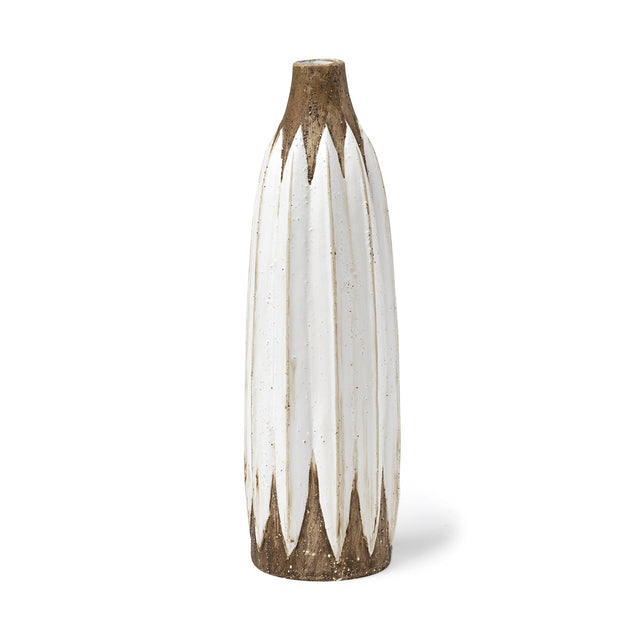 Mercana Sisko II Tall Rustic Brown White Ceramic Vase