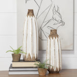 Mercana Sisko II Tall Rustic Brown White Ceramic Vase