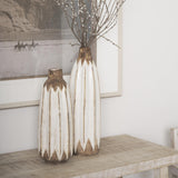 Mercana Sisko II Tall Rustic Brown White Ceramic Vase
