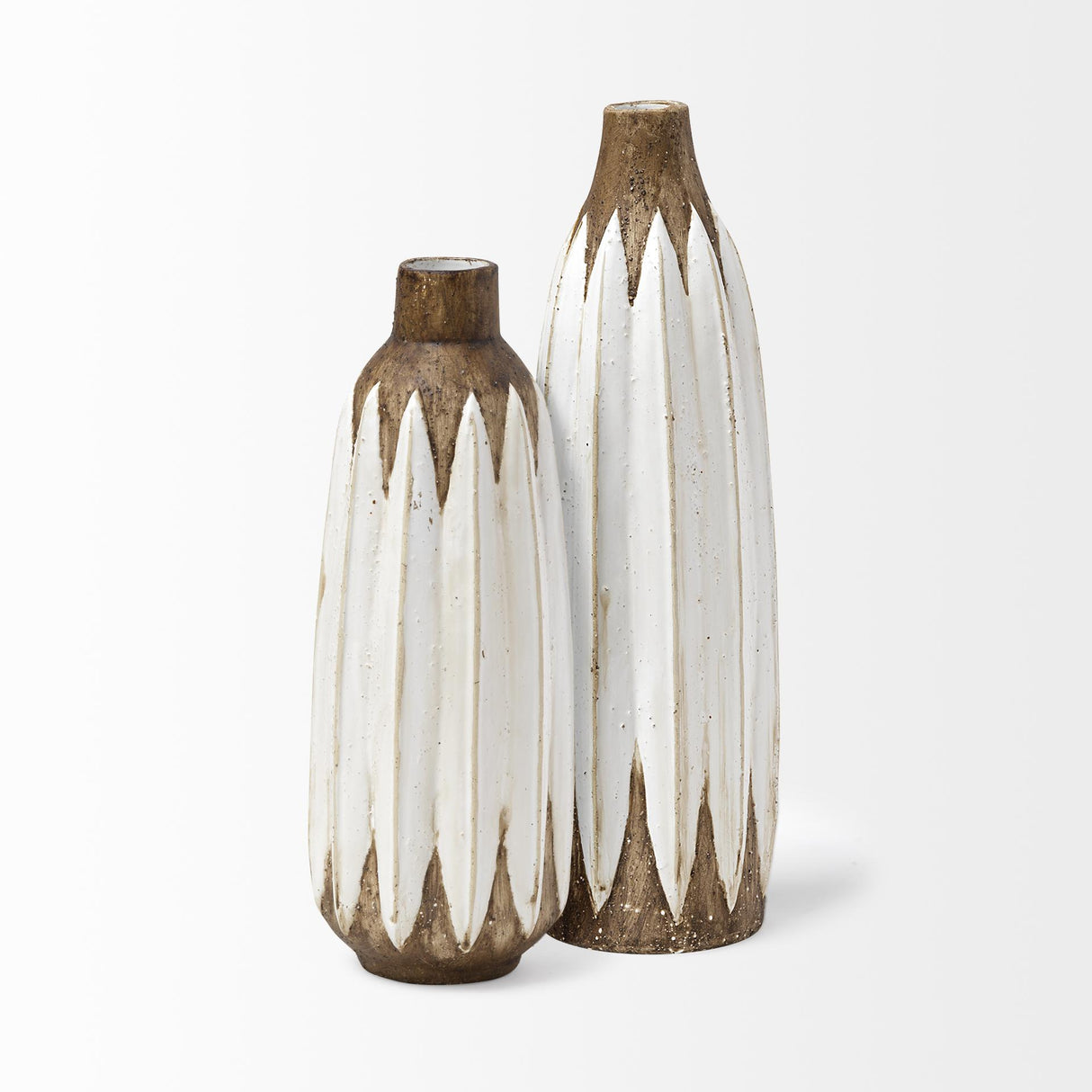 Mercana Sisko II Tall Rustic Brown White Ceramic Vase