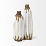 Mercana Sisko II Tall Rustic Brown White Ceramic Vase