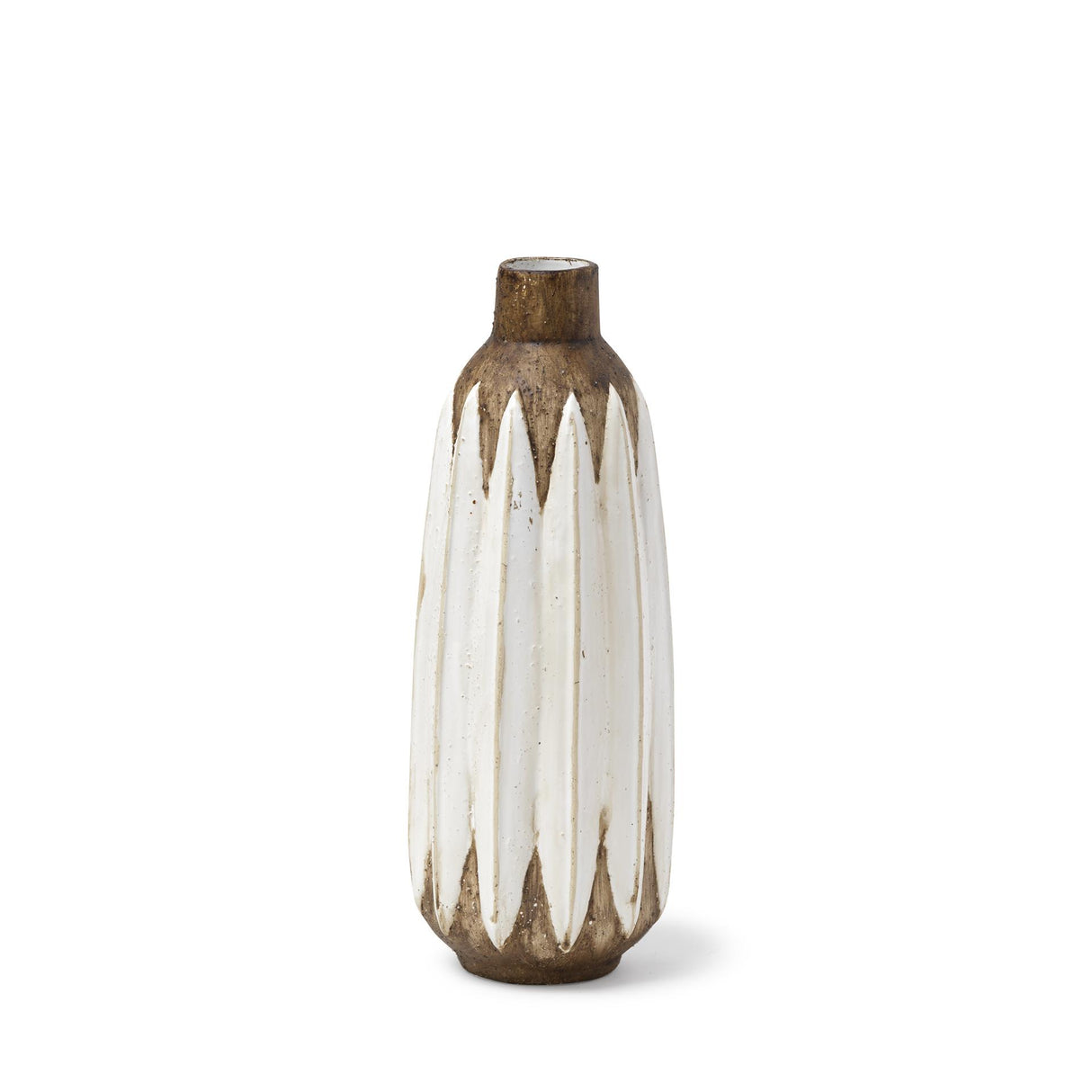Mercana Sisko I Short Rustic Brown White Ceramic Vase