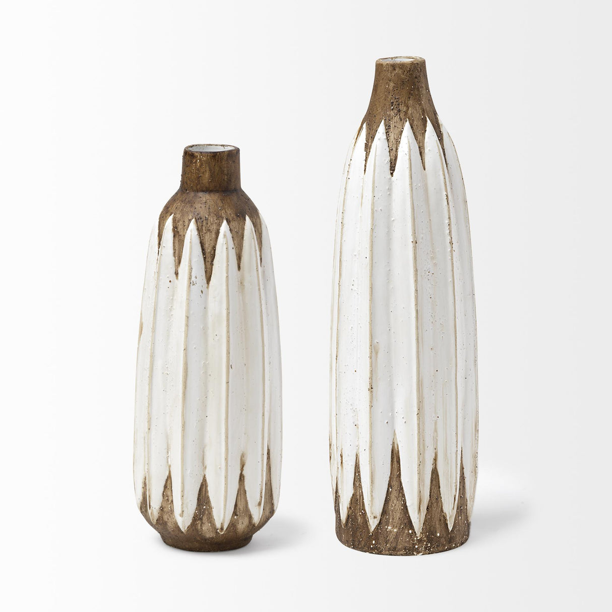 Mercana Sisko I Short Rustic Brown White Ceramic Vase