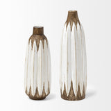 Mercana Sisko I Short Rustic Brown White Ceramic Vase