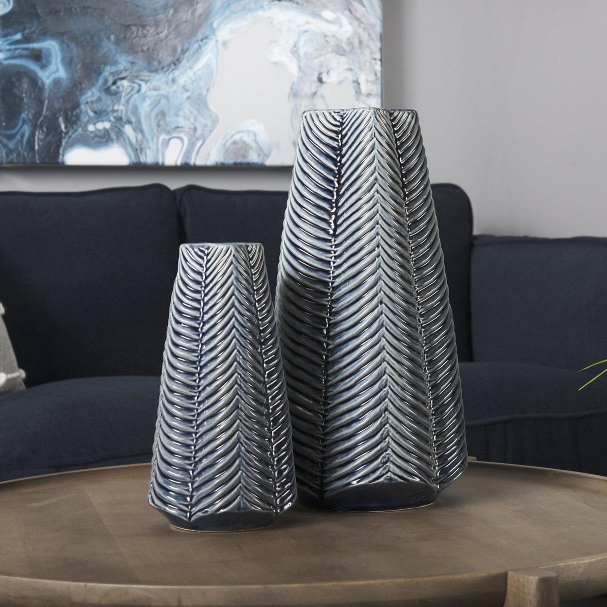 Mercana Bashir II Large Dark Navy Gloss Ceramic Vase