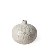 Mercana Jadiza II Medium White Glaze Floral Pattern Vase