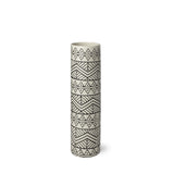Mercana Uhura I Small Cream Black Patterned Cylindrical Vase