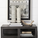 Mercana Uhura I Small Cream Black Patterned Cylindrical Vase