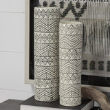 Mercana Uhura I Small Cream Black Patterned Cylindrical Vase