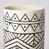 Mercana Uhura I Small Cream Black Patterned Cylindrical Vase