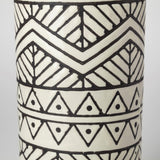 Mercana Uhura I Small Cream Black Patterned Cylindrical Vase