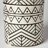 Mercana Uhura II Large Cream Black Patterned Cylindrical Ceramic Vase