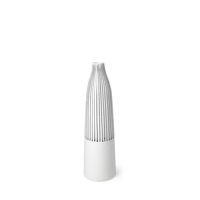 Mercana Kira I Small White Pinstripe Ceramic Vase