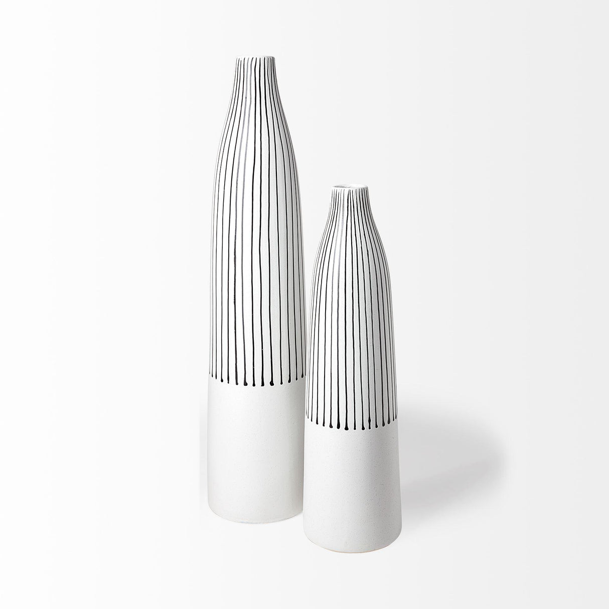 Mercana Kira I Small White Pinstripe Ceramic Vase