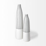 Mercana Kira I Small White Pinstripe Ceramic Vase