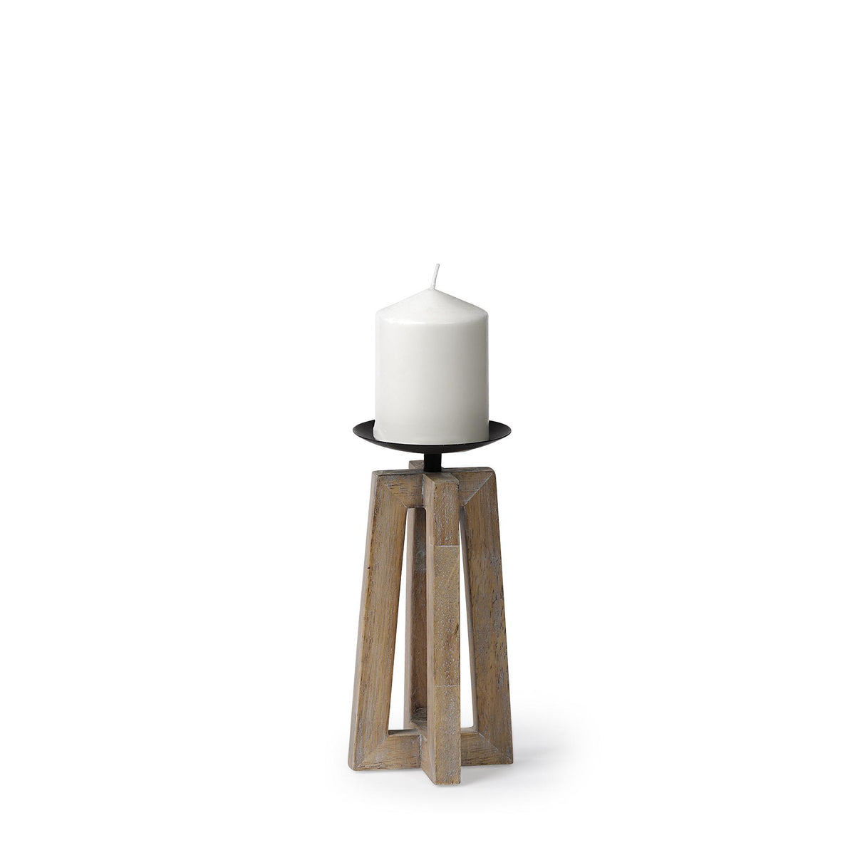 Mercana Astra Small Light Brown Wood Pedestal Base Table Candle Holder