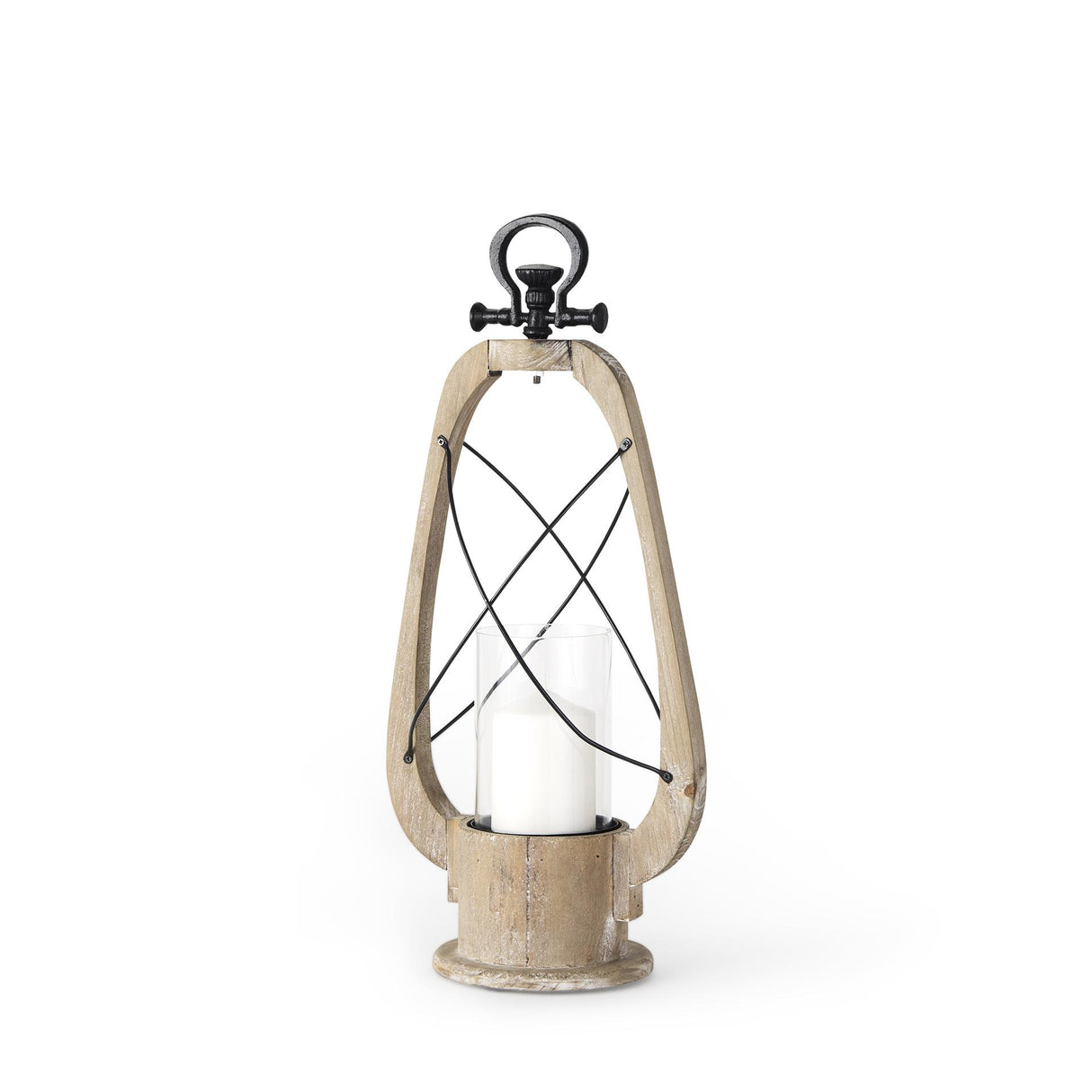 Mercana Zain I Small Brown Wooden Vintage Inspired Candle Holder Lantern