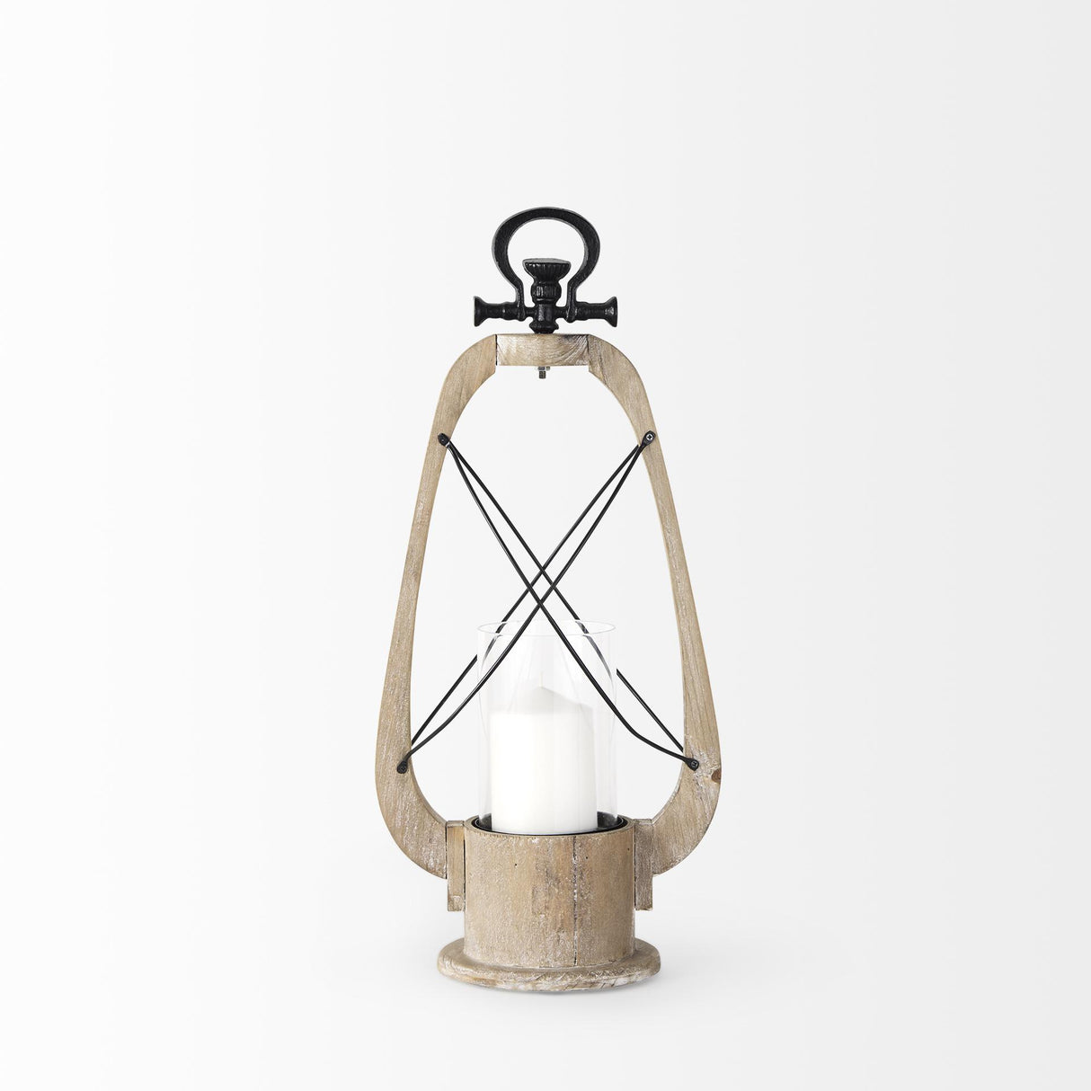 Mercana Zain I Small Brown Wooden Vintage Inspired Candle Holder Lantern