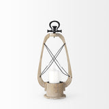 Mercana Zain I Small Brown Wooden Vintage Inspired Candle Holder Lantern