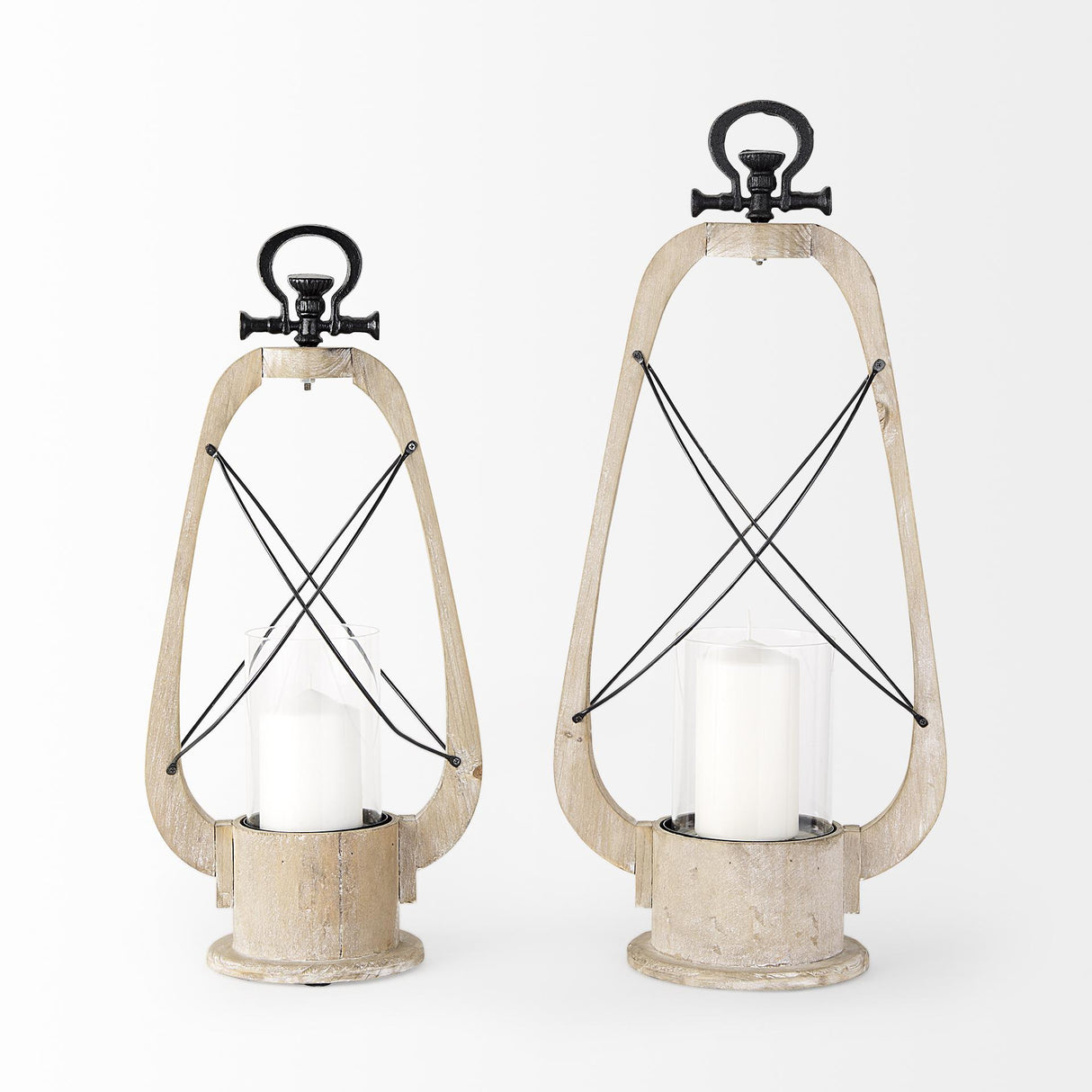 Mercana Zain I Small Brown Wooden Vintage Inspired Candle Holder Lantern