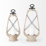 Mercana Zain I Small Brown Wooden Vintage Inspired Candle Holder Lantern