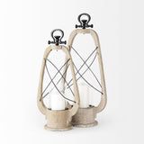 Mercana Zain I Small Brown Wooden Vintage Inspired Candle Holder Lantern