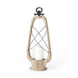 Mercana Zain II Large Brown Wooden Vintage Inspired Candle Holder Lantern