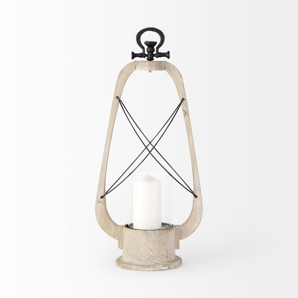 Mercana Zain II Large Brown Wooden Vintage Inspired Candle Holder Lantern